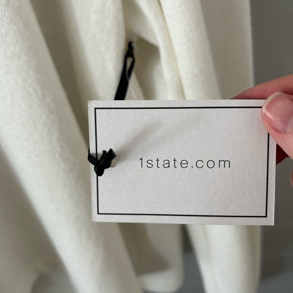 NWT 1.State Ecru/Off White Fold Over Off The Shoulder Sweater Size Large - Picture 5 of 8